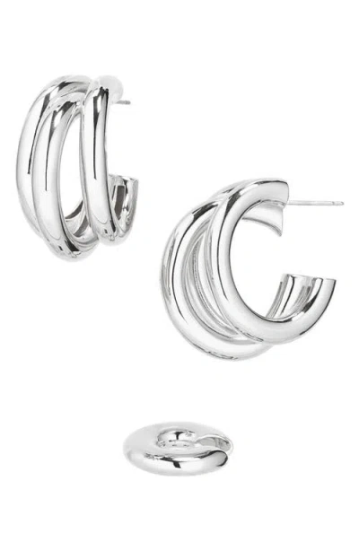 Rabanne Triple Loop Hoop Earrings & Ear Cuff Set In Metallic