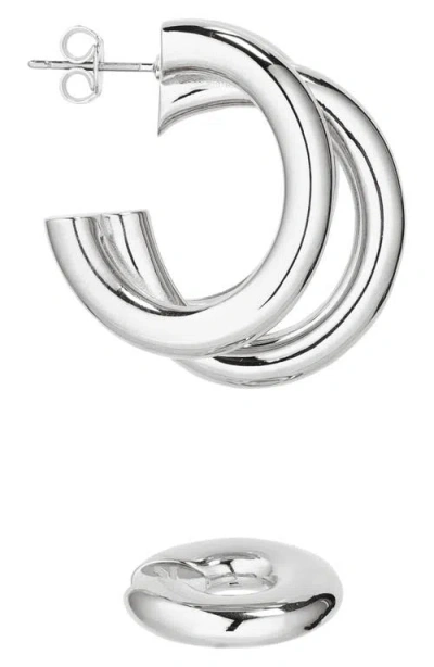 Rabanne Triple Loop Hoop Earrings & Ear Cuff Set In Metallic
