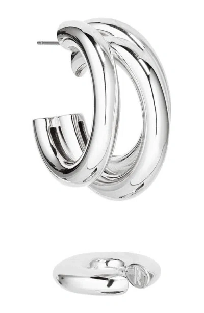 Rabanne Triple Loop Hoop Earrings & Ear Cuff Set In Metallic