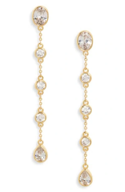 Nordstrom Bezel Cubic Zirconia Linear Drop Earrings In Gold