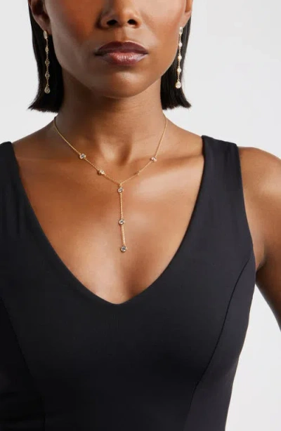 Nordstrom Bezel Cubic Zirconia Linear Drop Earrings In Gold