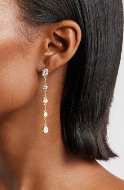 Nordstrom Bezel Cubic Zirconia Linear Drop Earrings In Gold