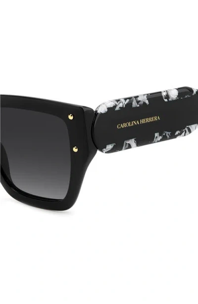 Carolina Herrera Her 53mm Gradient Square Geometric Sunglasses In Black