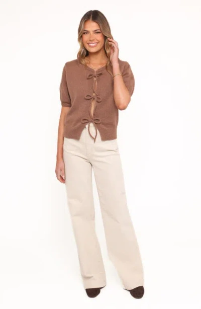Petal And Pup Petal & Pup Koskie Tie Front Knit Top In Brown