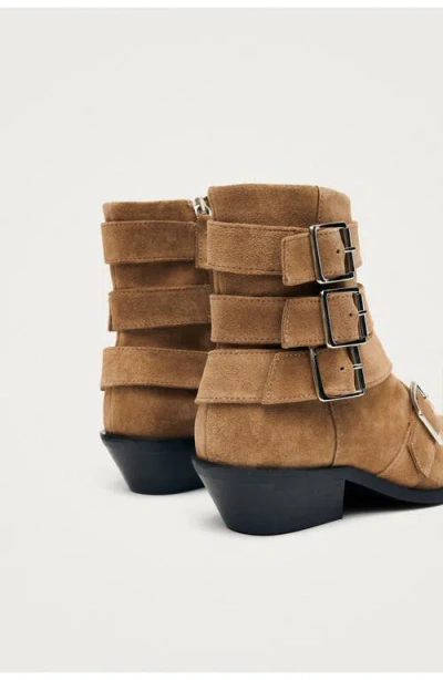 Alohas Eras Buckle Strap Bootie In Brown
