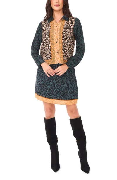 Vince Camuto Printed Blouse In Burgundy