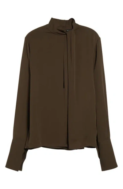 Tom Ford Long-sleeved Silk Georgette Blouse In Black