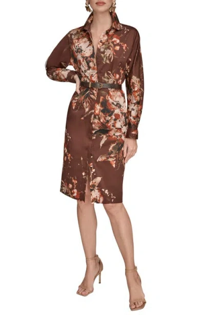 Donna Karan Women's Floral Belted Dress In Brown