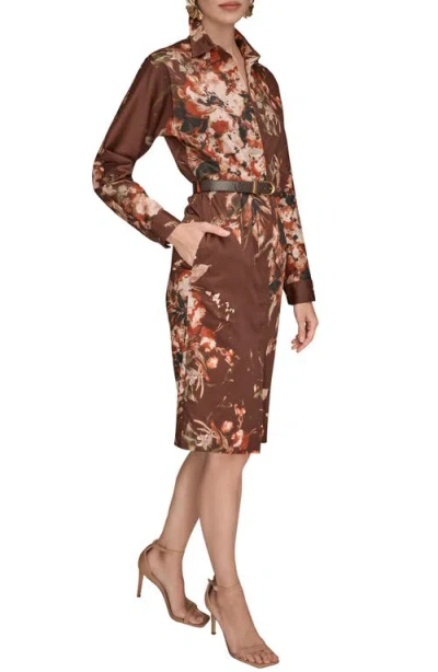 Donna Karan Women's Floral Belted Dress In Brown
