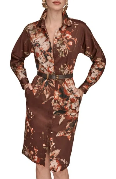 Donna Karan Women's Floral Belted Dress In Brown