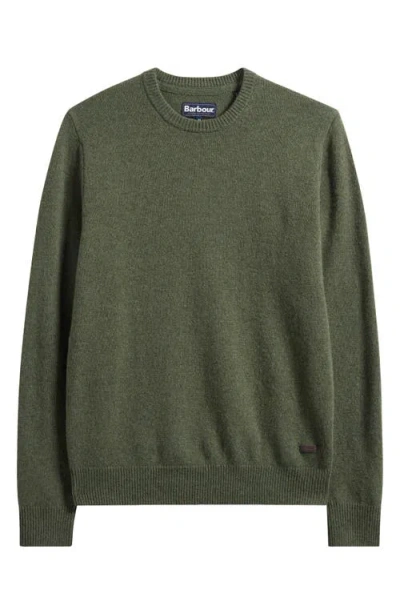 Barbour Essential Patch Wool Crewneck Sweater In Green