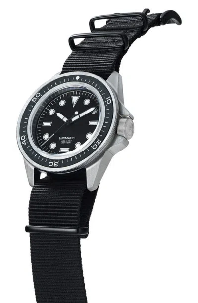 Unimatic Prodiver Modello Uno U1-pd3-b Automatic Nato Strap Watch, 41.5mm In Black