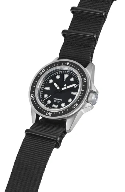 Unimatic Prodiver Modello Uno U1-pd3-b Automatic Nato Strap Watch, 41.5mm In Black
