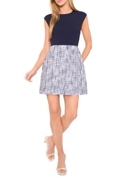 Ted Baker Cap Sleeve Crewneck Tweed Mini Dress In Blue
