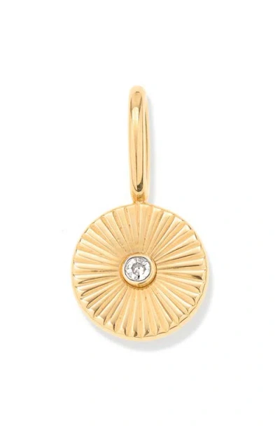 Adina Reyter 9k Yellow Gold Diamond Groovy Rays Mini Charm Pendant In Gold