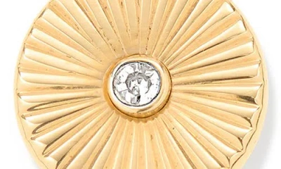 Adina Reyter 9k Yellow Gold Diamond Groovy Rays Mini Charm Pendant In Gold