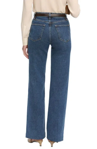 Frame Womens Palazzo Patch-pockets Wide-leg High-rise Stretch-organic-denim Blend Jeans Cursive In Blue