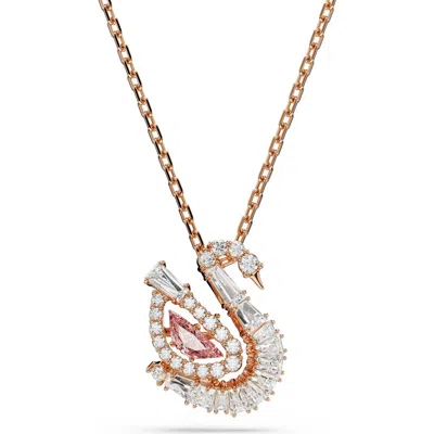 Swarovski Swan Pendant In Pink