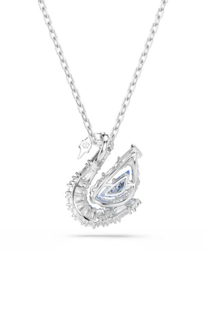 Swarovski Swan Rhodium Plated Pendant Necklace In Metallic