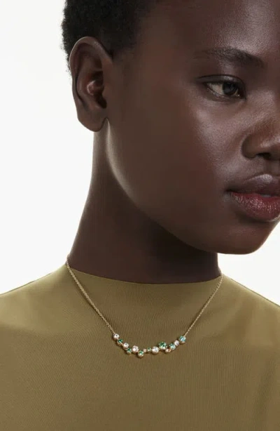 Swarovski Constella White & Green Crystal Collar Necklace, 14.87-18.87 In Gold