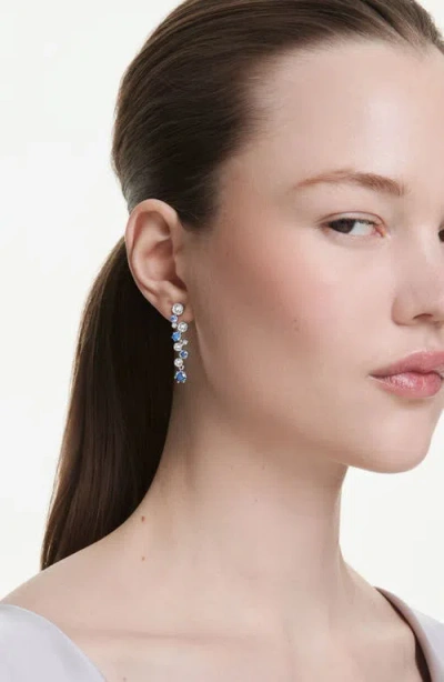 Swarovski Constella Rhodium Plated Drop Earrings In Metallic