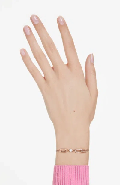 Swarovski Constella Pave Link & Pearl Slider Bracelet In Multi