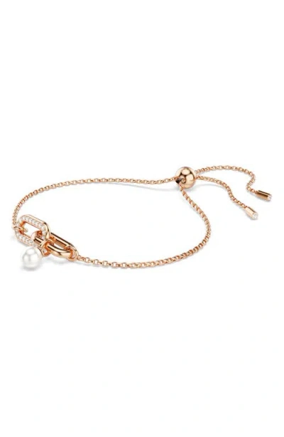 Swarovski Constella Pave Link & Pearl Slider Bracelet In Multi