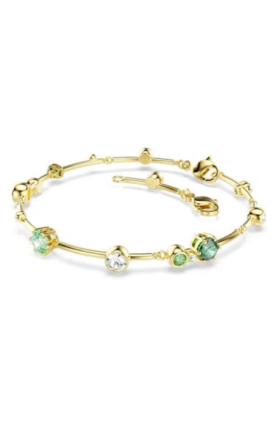 Swarovski Constella White & Green Crystal Flex Bracelet In Gold