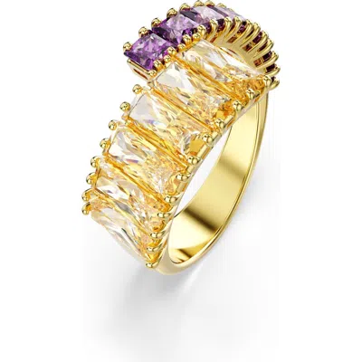 Swarovski Multicolored Gold-tone Plated Matrix Ring In Gold