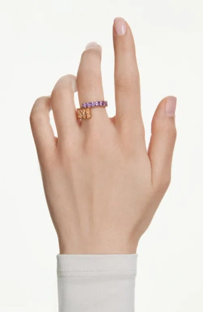 Swarovski Multicolored Gold-tone Plated Matrix Ring In Gold