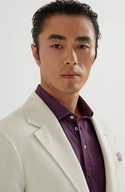 Brunello Cucinelli Chevron Deconstructed Blazer In Neutral