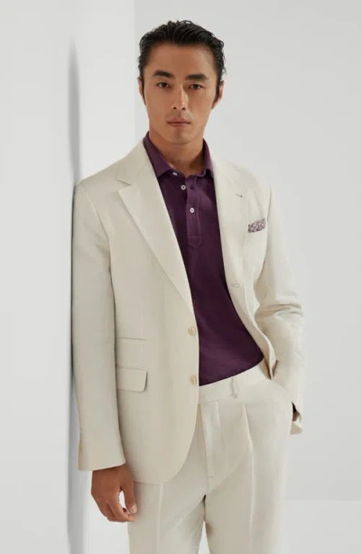 Brunello Cucinelli Chevron Deconstructed Blazer In Neutral