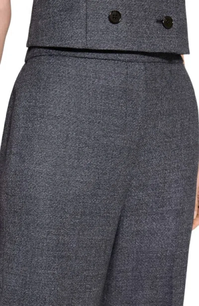 Theory Pull-on Virgin Wool Wide Leg Pants In Black