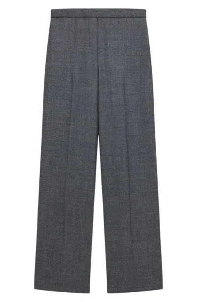 Theory Pull-on Virgin Wool Wide Leg Pants In Black