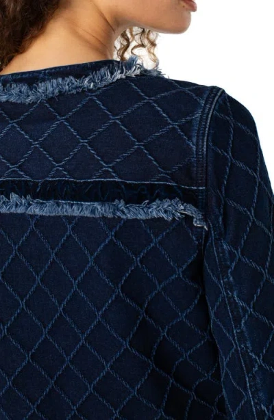 Liverpool Los Angeles Frayed Edge Velvet Trim Jacket In Blue