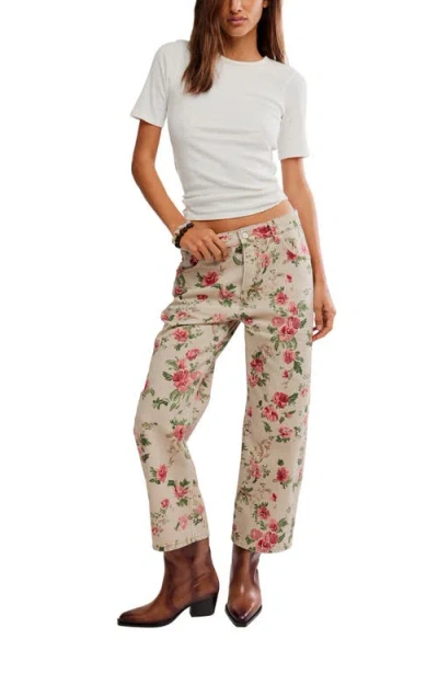 Free People We The Free Deep Trance Mid Rise Printed Jeans In Wallpaper In Multi