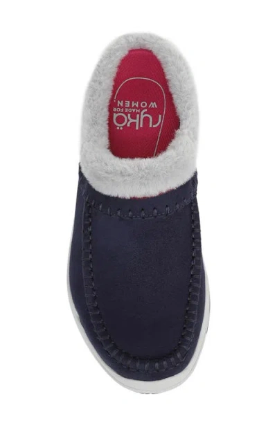 Ryka Rykä Arrow Faux Fur Trim Mule In Blue