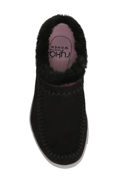 Ryka Rykä Arrow Faux Fur Trim Mule In Black