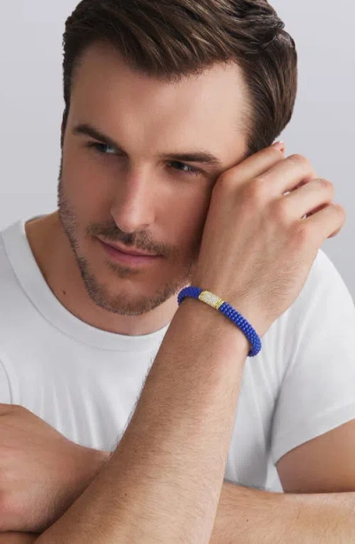 Lagos Two-tone Matte Black Ceramic Diamond Bracelet In Blue