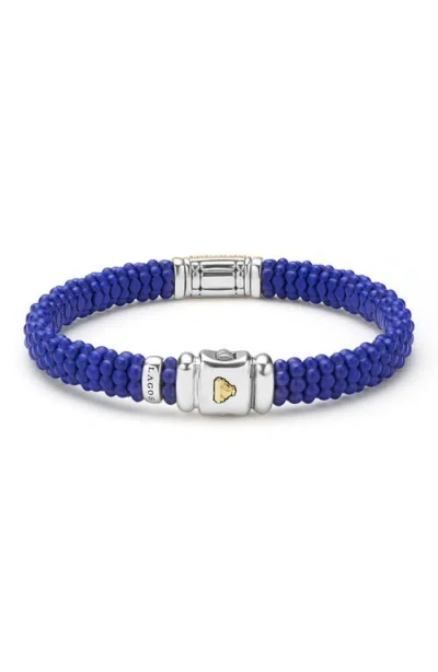 Lagos Two-tone Matte Black Ceramic Diamond Bracelet In Blue