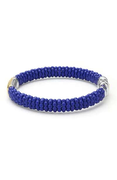 Lagos Two-tone Matte Black Ceramic Diamond Bracelet In Blue
