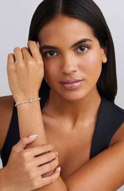 Lagos Signature Caviar Cross Bead Stretch Bracelet In Metallic