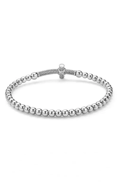 Lagos Signature Caviar Cross Bead Stretch Bracelet In Metallic