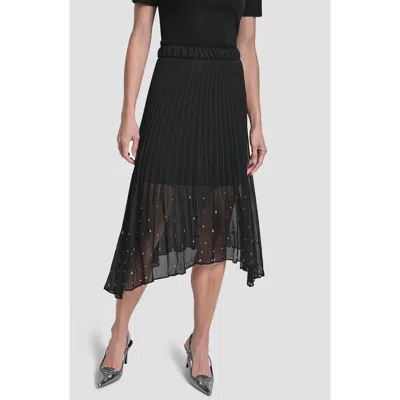 Dkny Women's Pleat Detail Pull On Midi Skirt In Black