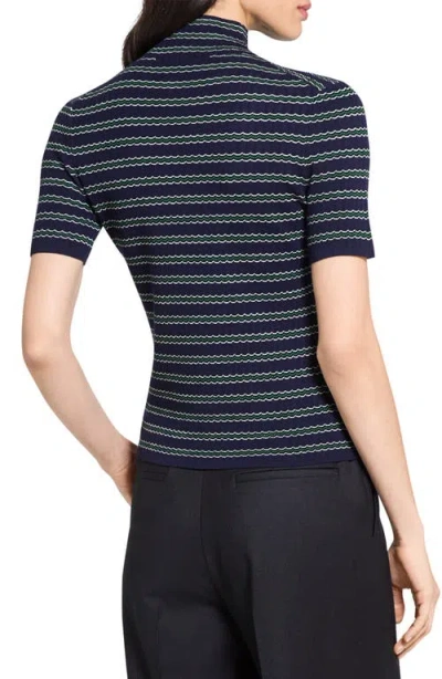 Theory Leenda Stripe Merino Wool Mock Neck Sweater In Blue