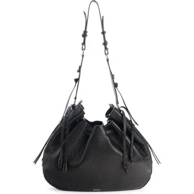 Isabel Marant Bolton Bubble Pebbled Lambskin Leather Hobo Bag In Black
