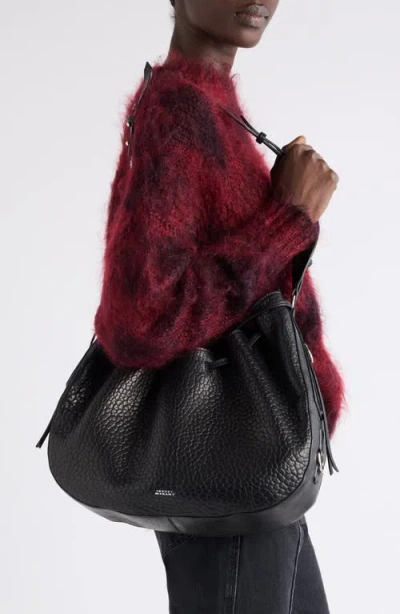Isabel Marant Bolton Bubble Pebbled Lambskin Leather Hobo Bag In Black