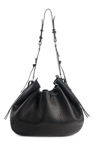 Isabel Marant Bolton Bubble Pebbled Lambskin Leather Hobo Bag In Black