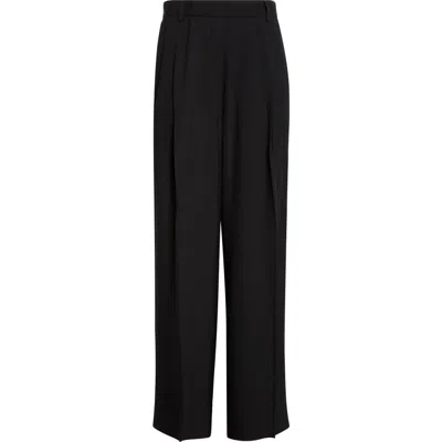 Totême Toteme Double Pleat Straight Leg Trosuers In Black