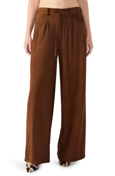 Steve Madden Alysia Faux Suede Drawstring Pants In Brown